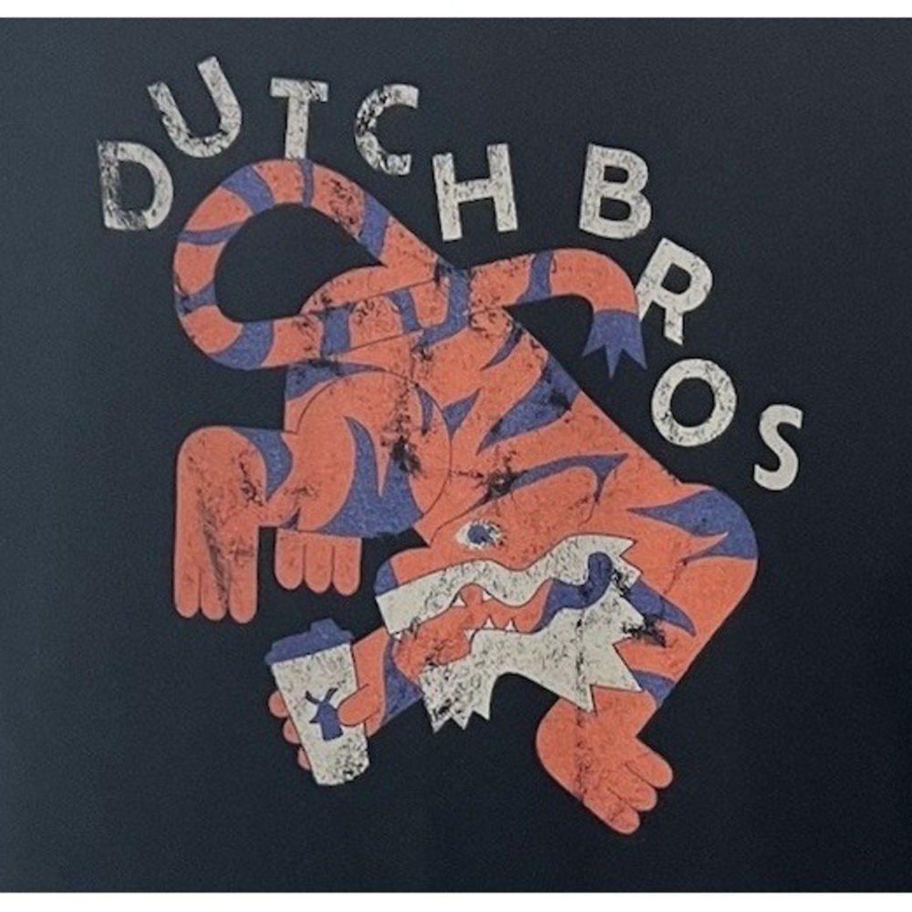Dutch Bros Long Sleeve T Shirt Black With Tiger Back Women's Size Large